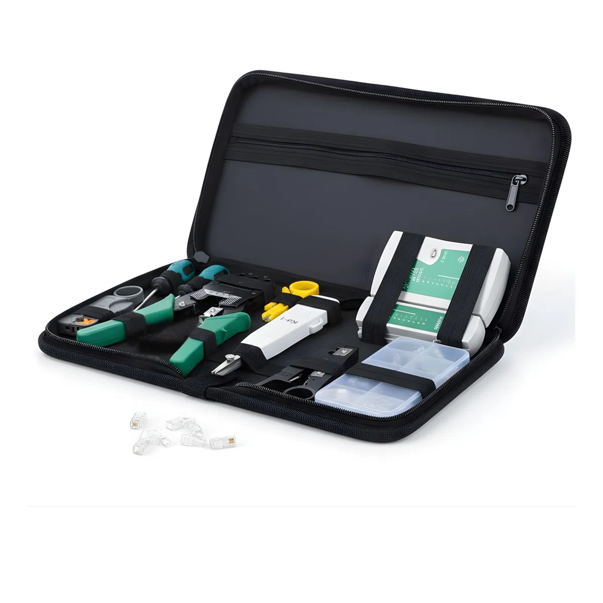 CLICLED Kit Attrezzi Cavo Rete LAN Tester Crimpatrice Plug RJ45 RJ11 Con Custodia Ethernet Rete