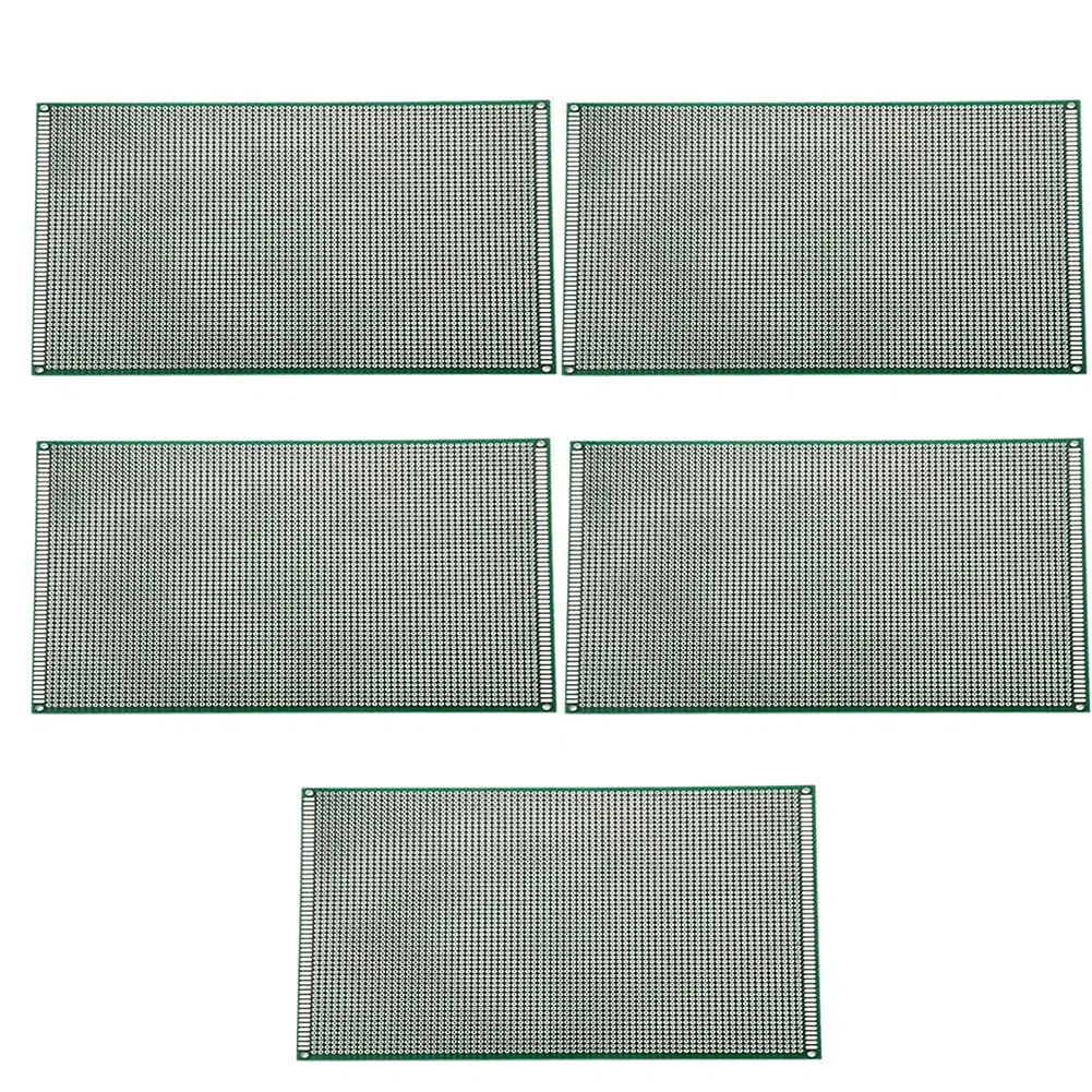 Kit prototipo PCB a Circuito Stampato Universale a Doppia Faccia, Scheda Proto per breadboard di Saldatura Fai-da-Te 5PCS,Verde,15x20CM