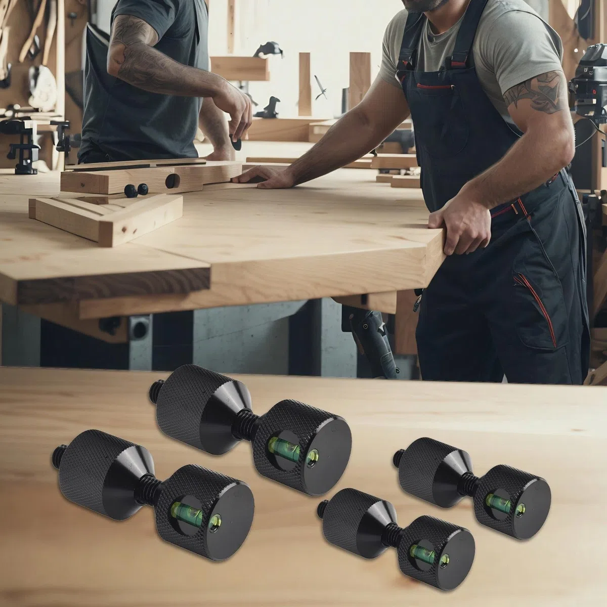 Perno di allineamento a flangia a 2 fori in alluminio temprato 6061 con livellatore integrato per libellule, design ergonomico e superficie anodizzata in ossido nero (4 pezzi)