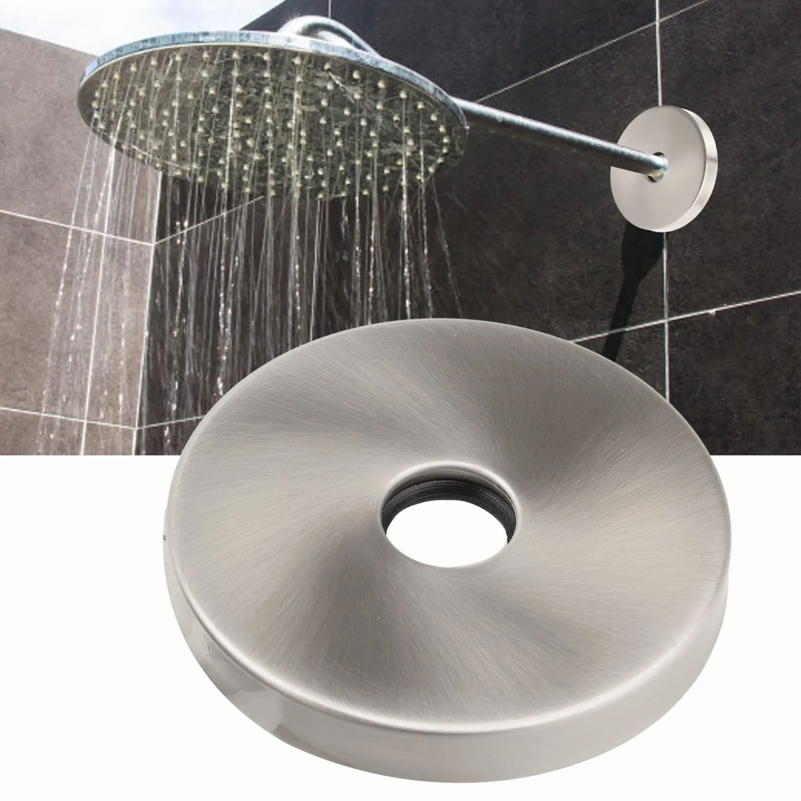 Grande flangia per braccio doccia, in acciaio inox 304, piastra rosetta per tubo G1/2" a casa (spazzolato)