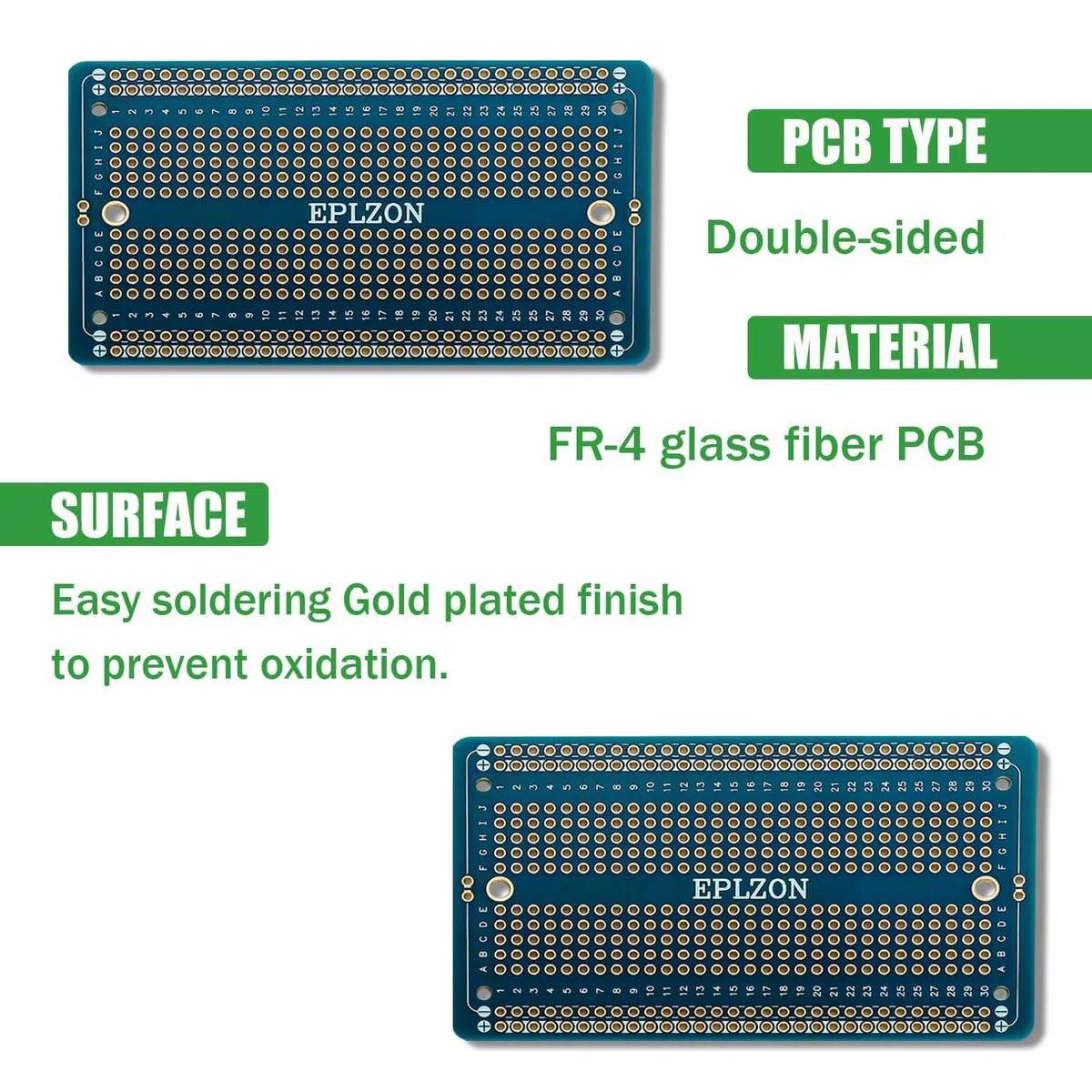 Tagliere saldabile per circuito stampato placcato oro per progetti di elettronica fai-da-te, compatibile con progetti di saldatura 2,05 "x 3,5" (10 pezzi,Blu)