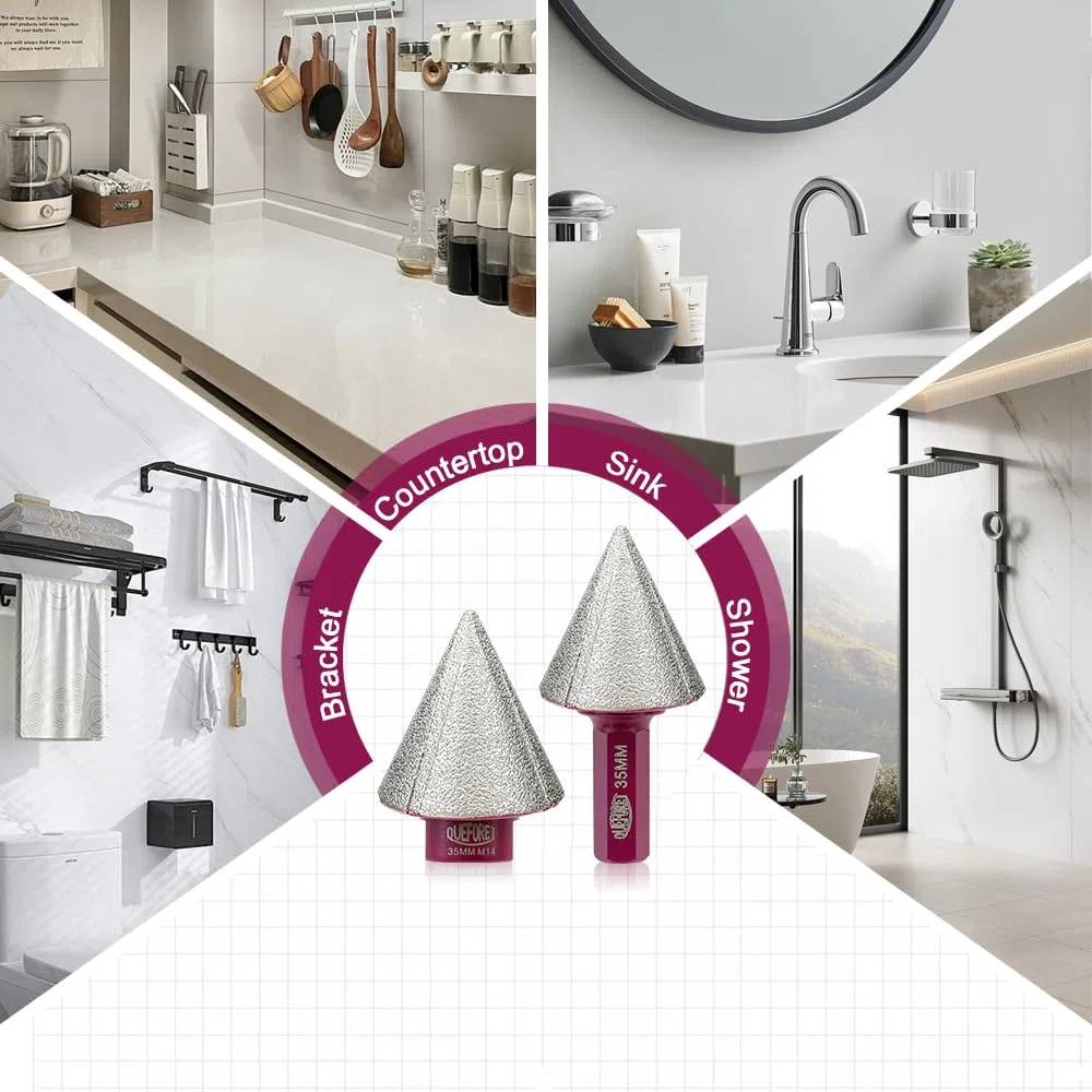 Punte Smusso Diamantata 50mm x M14 - Fresa per Arrotondare Smerigliare Rifilare Fori in Gres Porcellanato Porcellana Piastrelle Ceramica Marmo Granito