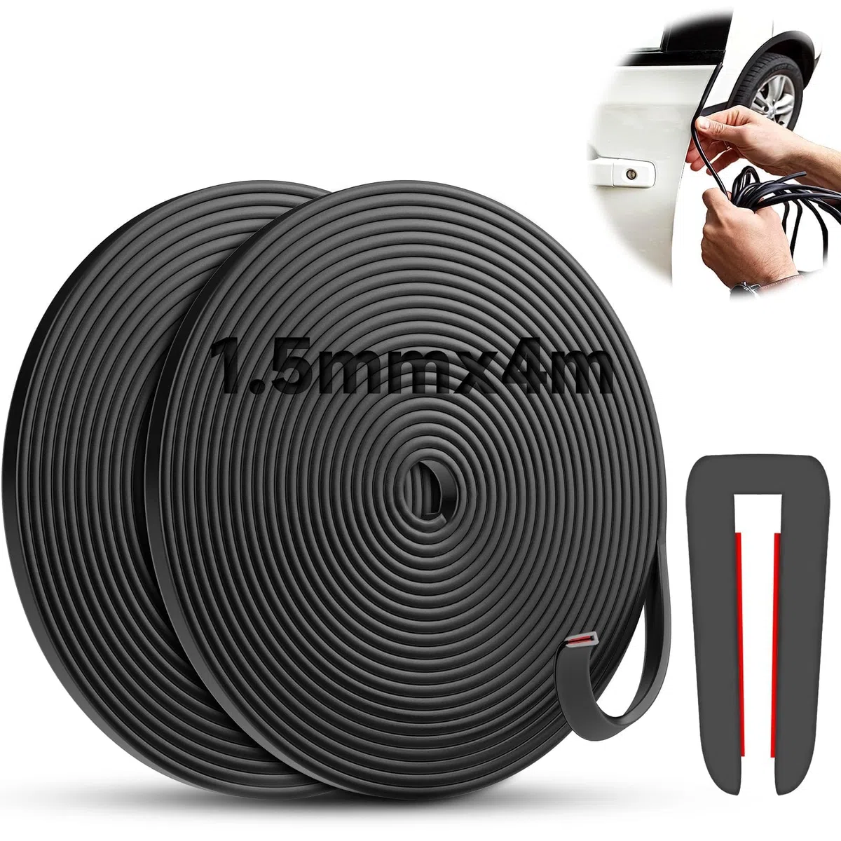 8m Profili in Gomma EPDM 1.5mm Profilo a U Protezione Bordi Professionale Guarnizione a U Durevole Profili di Gomma per Pannelli in Metallo Angoli del Tavolo Auto Portello