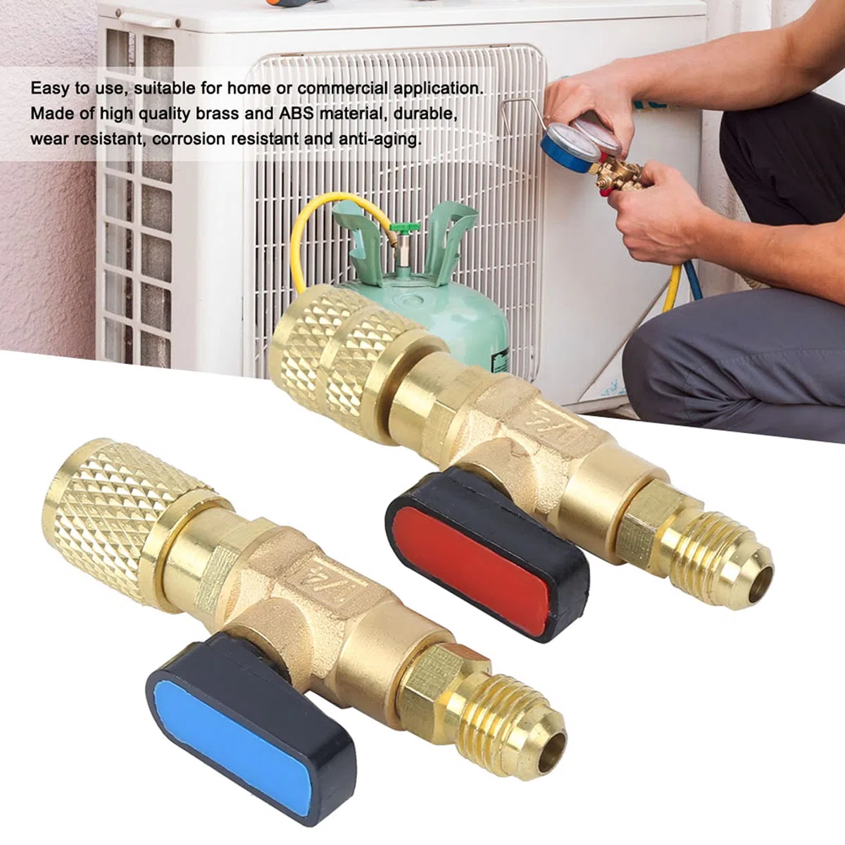 Valvola a Sfera 1/4, 2 Pezzi Valvola a Sfera Gas Refrigerante Valvole per Climatizzatore di Pollice Valvola di Controllo del Refrigerante per R22 R410A