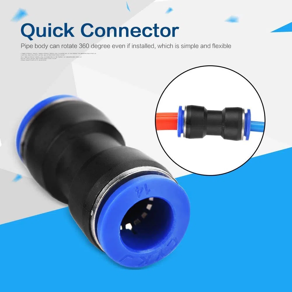 OD 4/6/8/10/12/14 / 16mm Tubo Aria Raccordo Pneumatico Dritto Air Push Raccordi Rapidi in Plastica Blu + Nero35 Pz