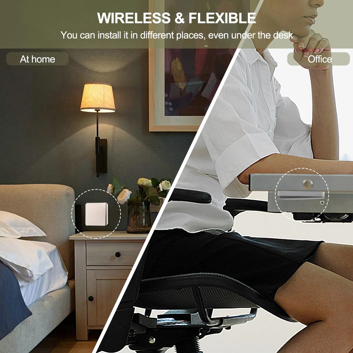 Interruttore Luce Senza Fili 2 Vie 15A 220V con Relè, Kit con 2 Interruttori Wireless Senza Batteria, Mantiene Interruttore Originale, Controllo da Più Punti, Telecomando RF per Lampade LED, Bianco