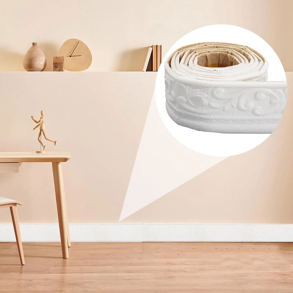 Modanatura Adesiva per Pareti, 7,8 cm x 10 m Greca Adesiva per Parete, Bordo Adesivo per Pareti, 3D Rimovibili Bordo per Carta da Parati per Cucina Bagno per Specchio Linee Murali (Bianco)
