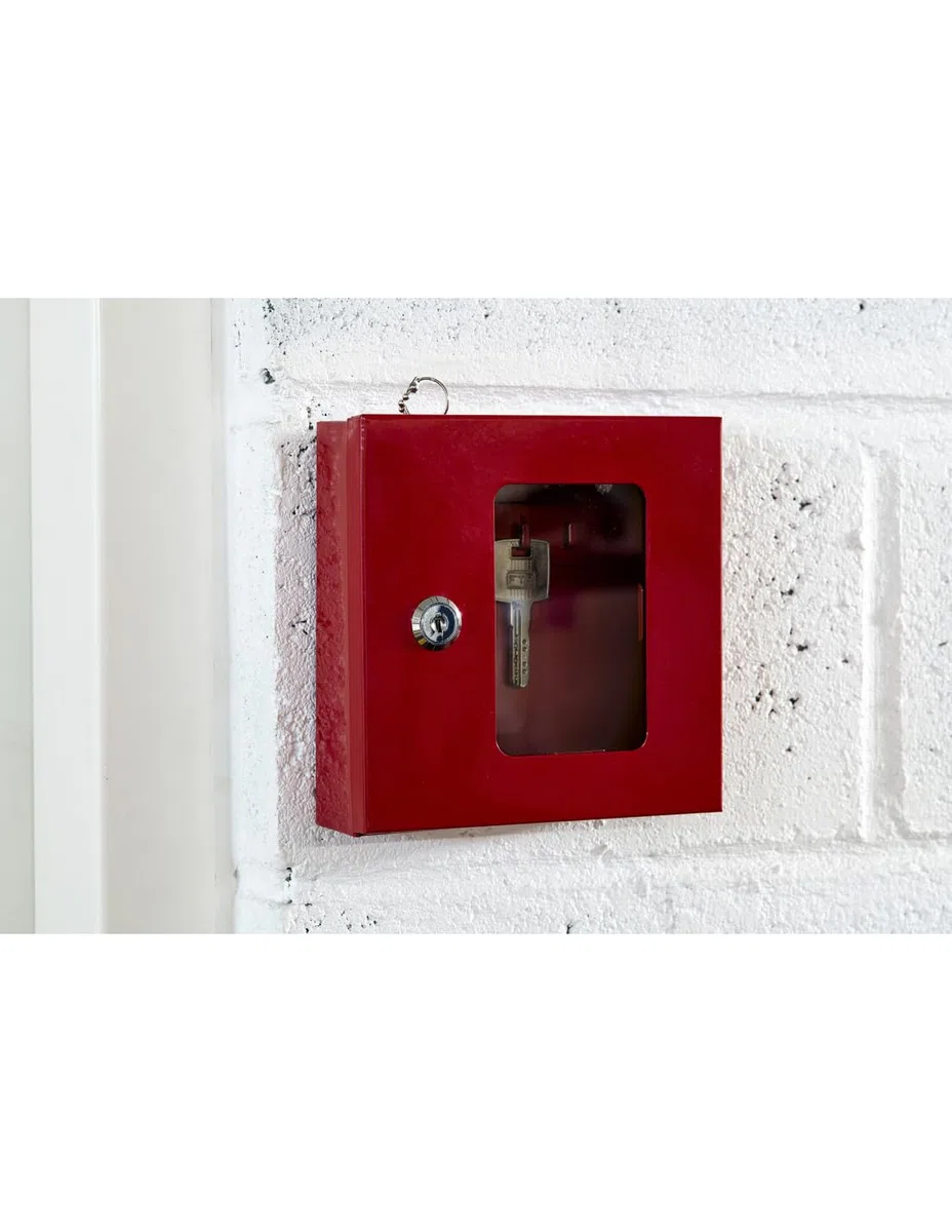 Cassetta per chiavi rossa con vetro e martelletto d'emergenza 170X175X55mm - 2 Chiavi, Lockout Tagout LOTO - THIRARD