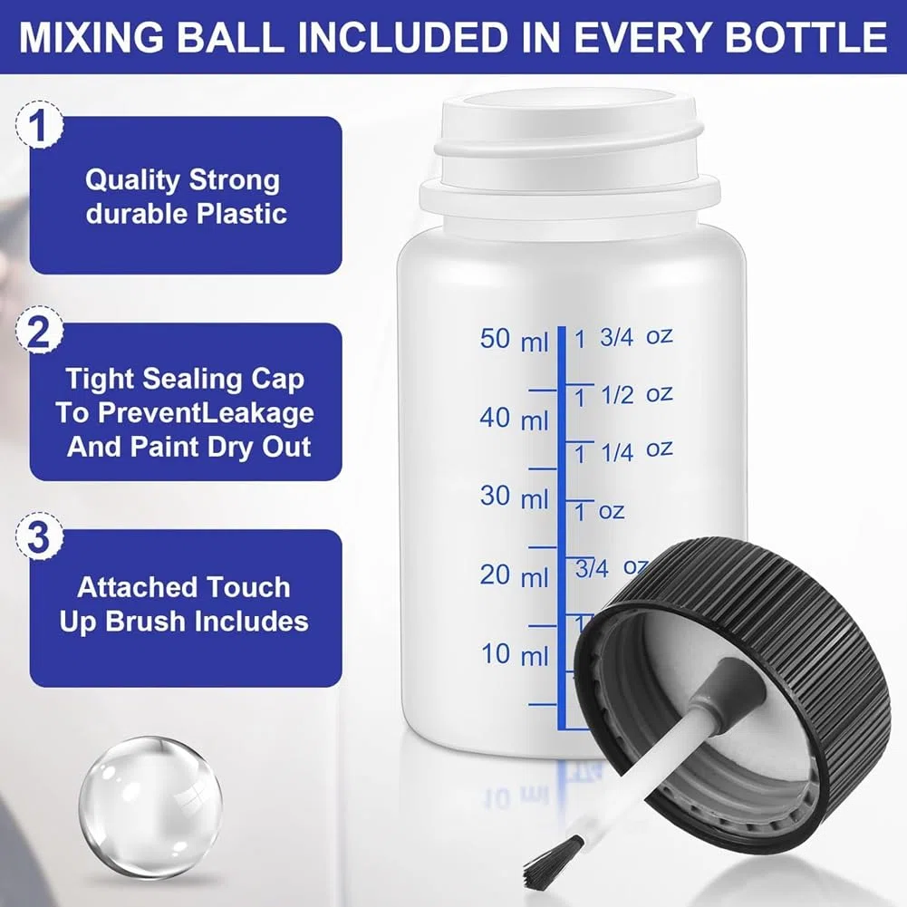 60 Flaconi di per Ritocchi con Pennello Applicatore e Coperchi da 2 Oz e 1 Oz In Plastica per il Fissaggio Della Pietra da Muro