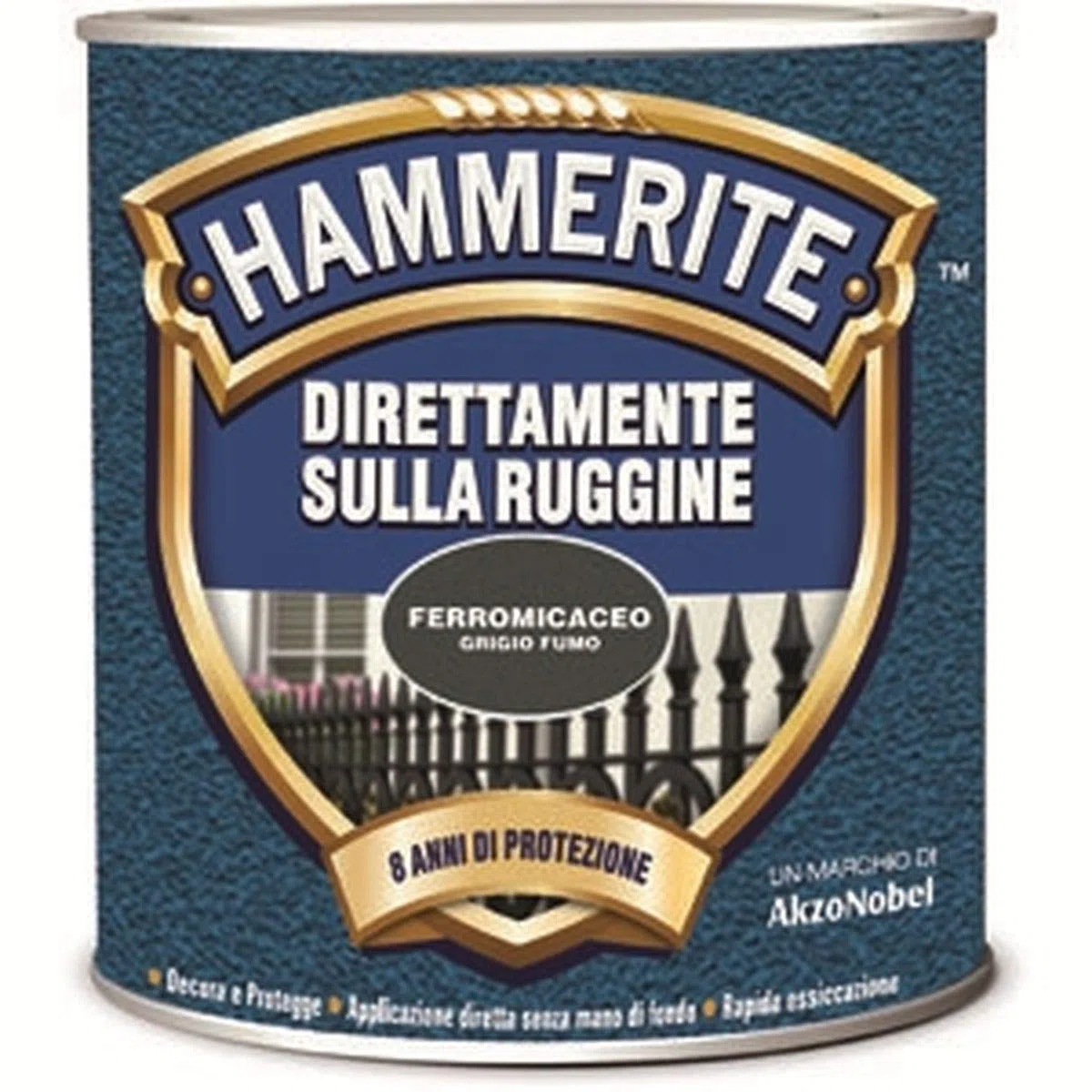 HAMMERITE DIRETTAMENTE SULLA RUGGINE FERROMICACEO GRIGIO GRAFITE 0,750 LT