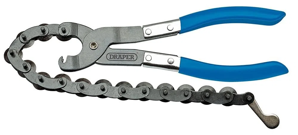Draper Pinze da taglio per tubi di scarico, 230 mm, 15 dischi da taglio in acciaio da 19 mm, catena da 355 mm, capacità di taglio 83 mm di diametro, 99495
