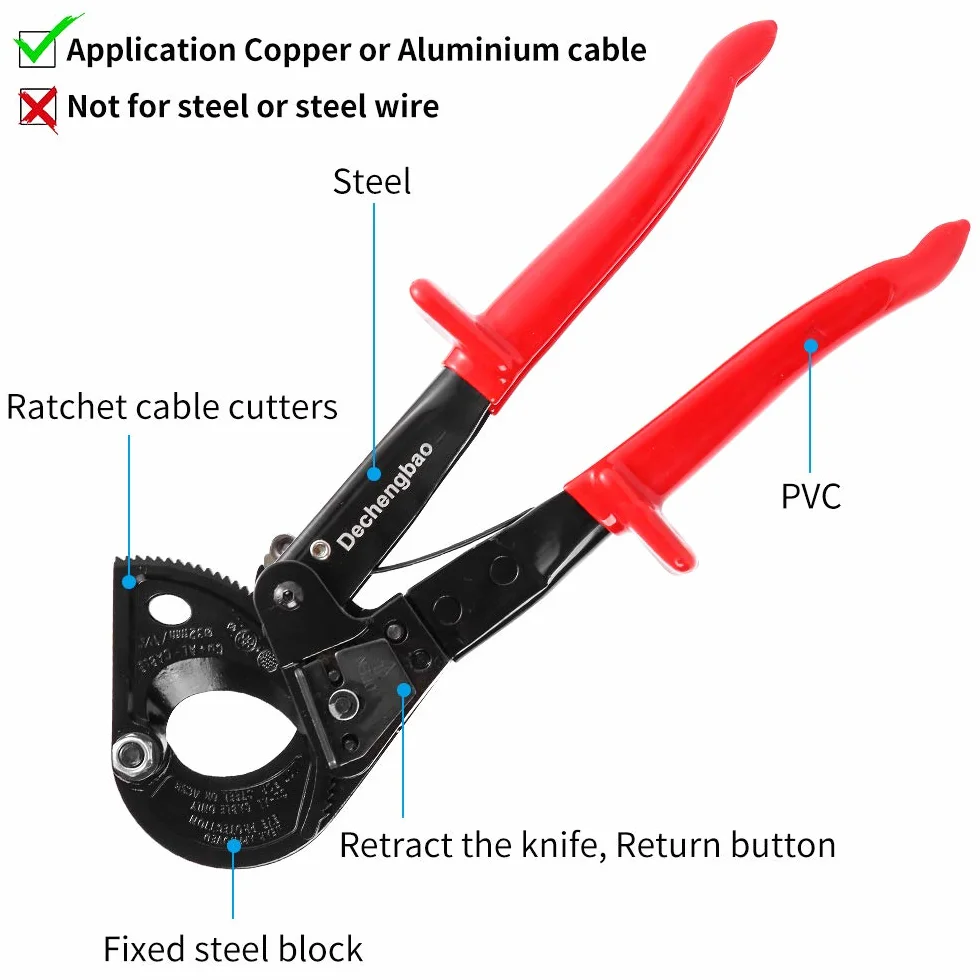 Tagliacavi, tagliacavi a cricchetto in rame per uso pesante in alluminio HS325A, tagliafili fino a 240 mm² Tagliacavi e tagliafili (HS325)