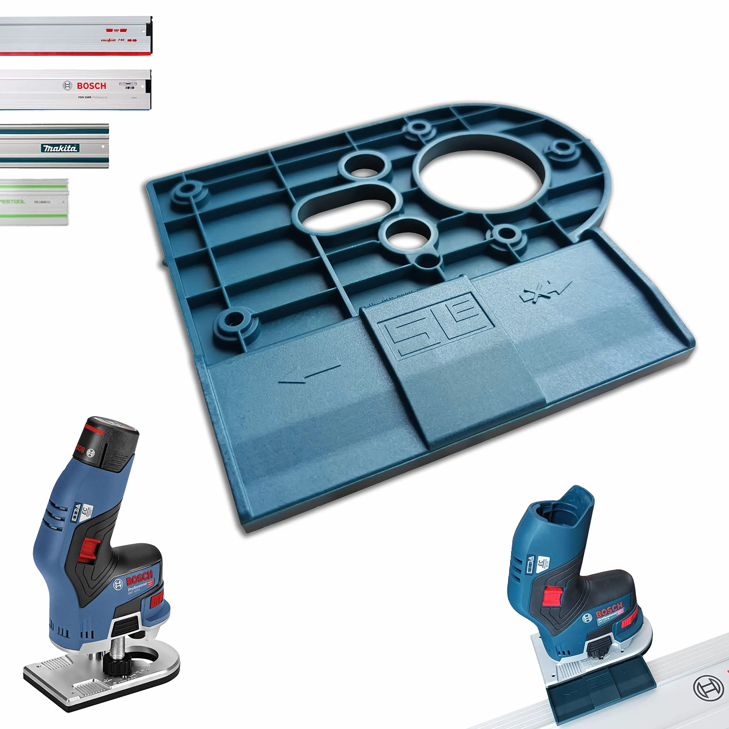 Adattatore professionale per binario di guida per Bosch GKF 12V-8 per Makita/Bosch/Festool/Mafell