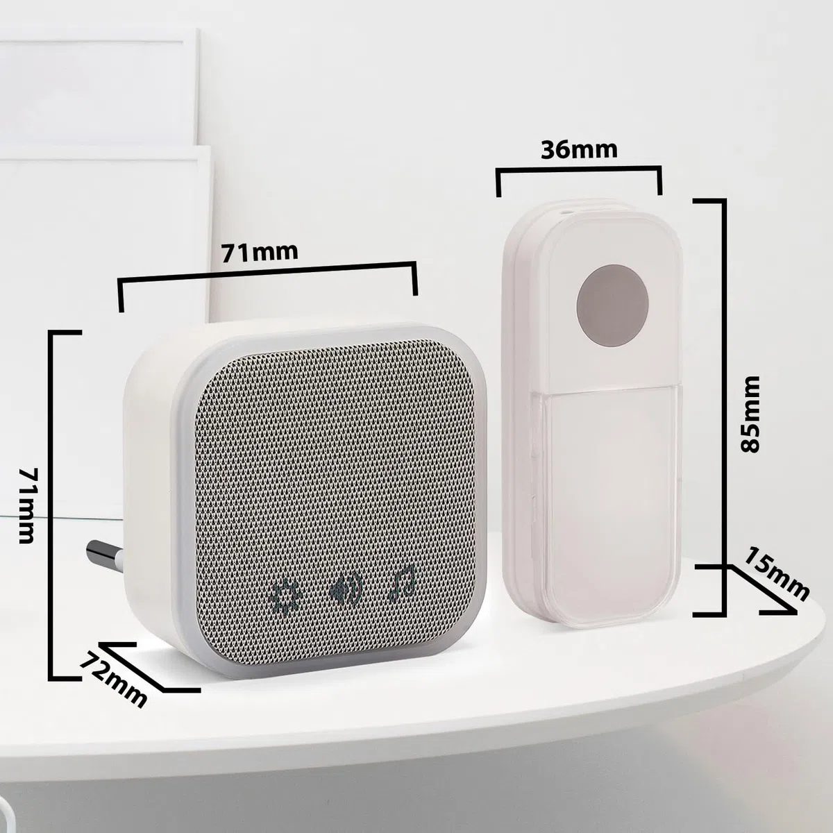 VELAMP - Campanello Senza Fili da Esterno e Interno TWEED con 2 Ricevitori a Spina da Interno, Citofono Senza Fili da Esterno Impermeabile, Portata 150m, 36 Suoni Regolabili, Spia LED, Campanello Casa