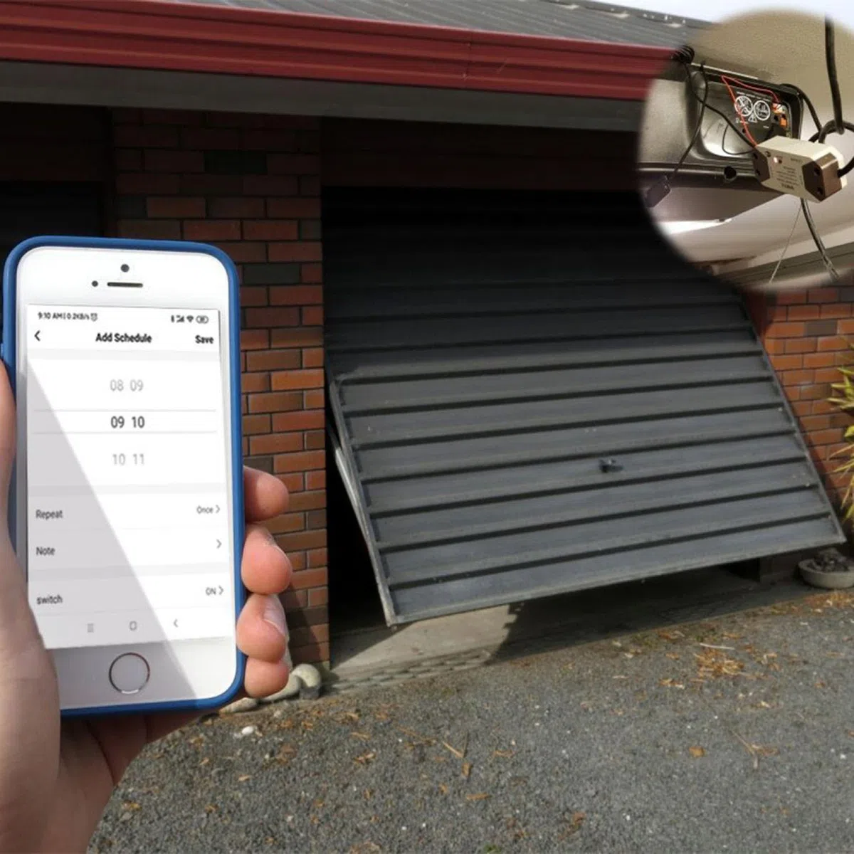 Apri porta da garage Smart WLAN, controllo APP, funziona con Alexa Goolge Home, funzione temporizzazione, controllo vocale, apriporta del garage universale, nessun hub richiesto, AC 85-250 V