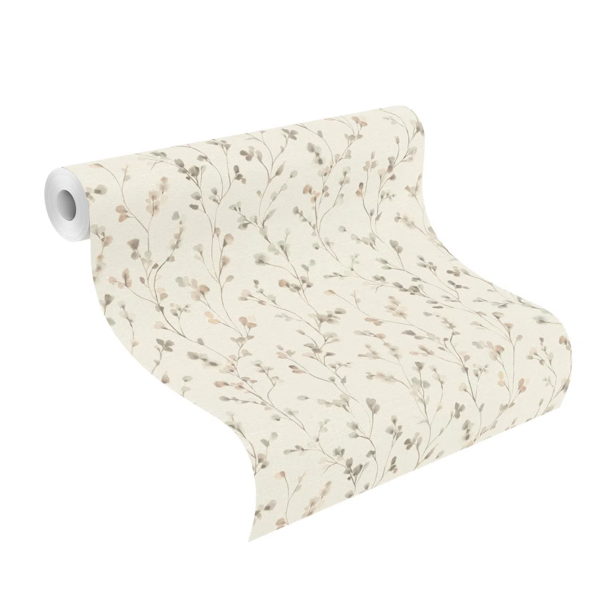 Rasch Carta da parati 486131 – Carta da parati in tessuto non tessuto chiaro con piccoli fiori in beige e tortora effetto acquerello della collezione Country Charme
