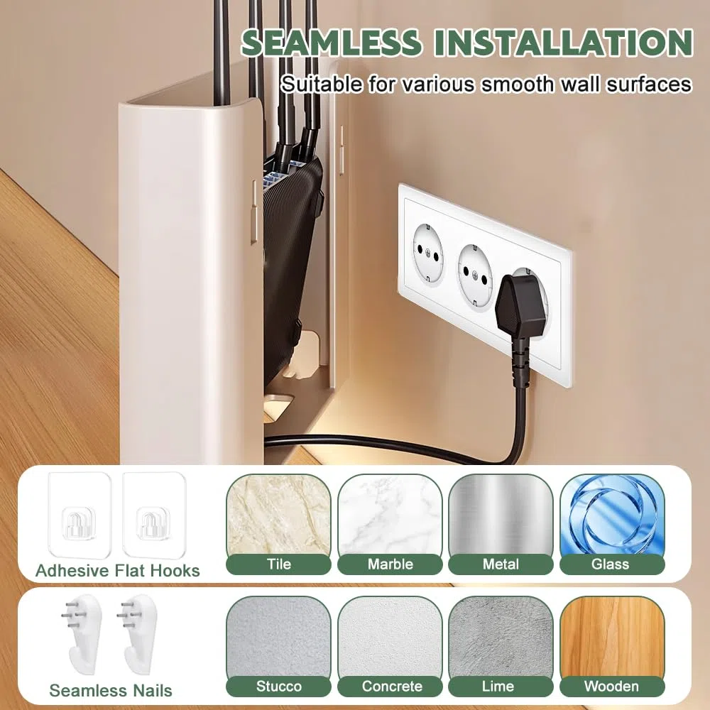 Storage Boxes, Porta Router WIFI da Parete, Nascondi Router Grande, Mensola Modem WiFi da Muro, Scatole di Stoccaggio Modem, Scatola per Decorazione Domestica WIFI Cavo Organizer - Bianco