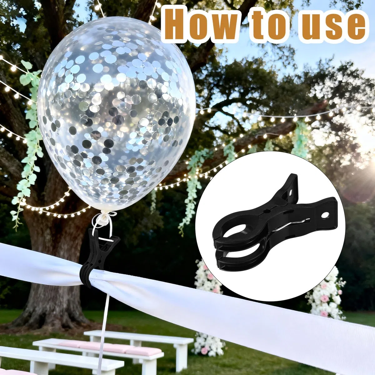 15pz Clip per Arco Palloncini, Clip Ghirlande di Palloncini Premium da 9x5cm Morsetto Impieghi Gravosi per Creazioni di Archi Compleanni Matrimoni Decorazioni (Nero)