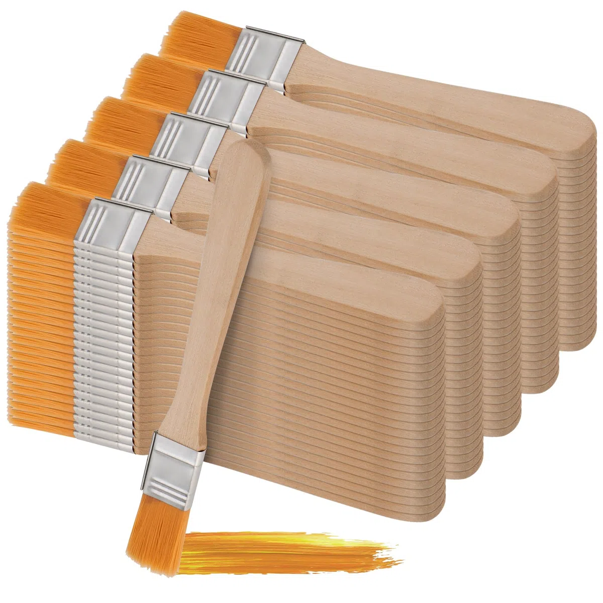 100 Pennelli per Dipingere da 15 mm, Pennello Pittura, con Manico in Legno, 13 cm, per pittura acrilica, olio, acquerello e guazzo