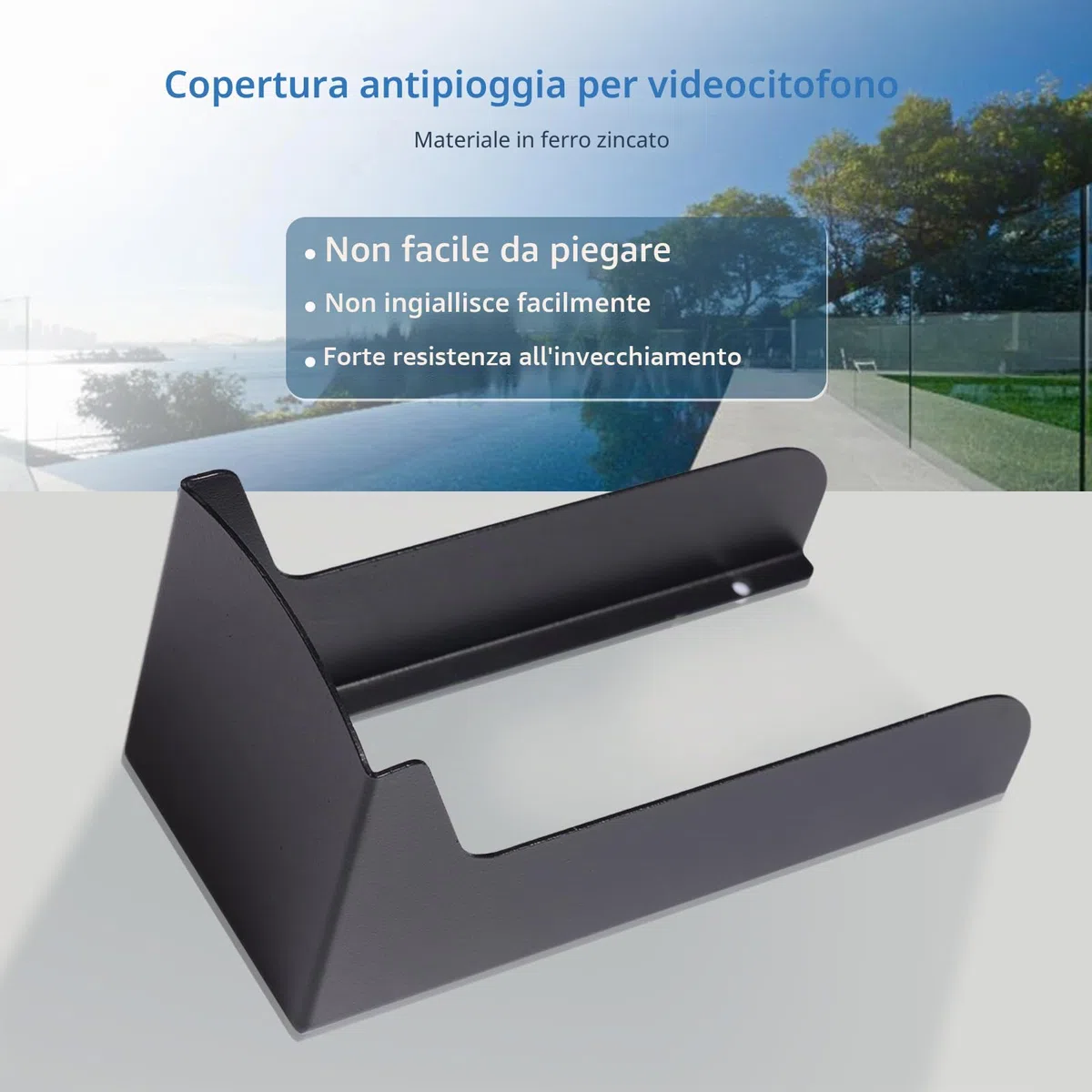 Copertura antipioggia per campanello, protezione antiriflesso per campanello in metallo, resistente al sole e all'acqua, adatta per la maggior parte dei campanelli video