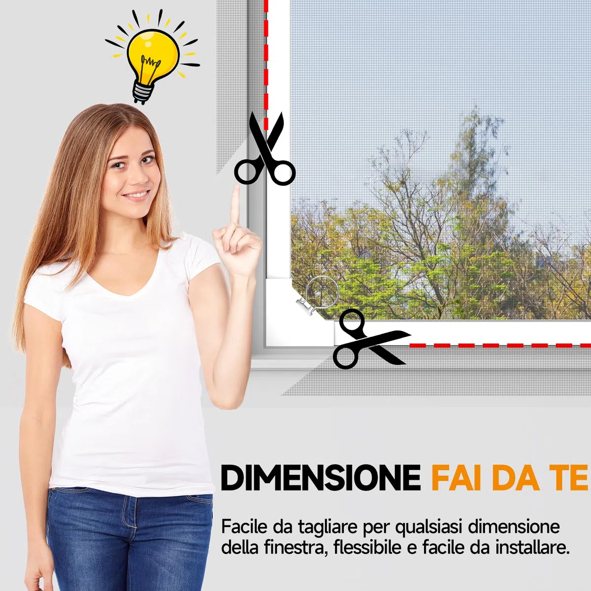 Zanzariera Magnetica a Misura 130x150cm, Cornice Bianca e Rete Grigia Antizanzare - Installazione Rapida Senza Foratura, Fibra di Vetro Durevole Fai Da Te - Grigia