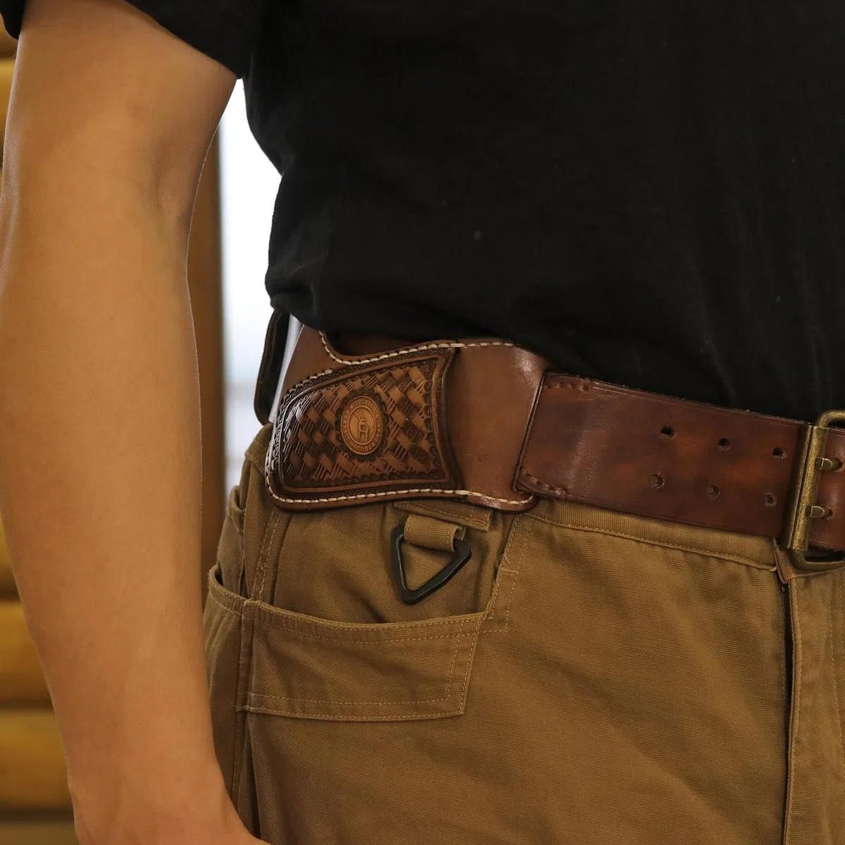 TOURBON - Custodia in Pelle per Coltello Tascabile, Fondina per Cintura, Fatta a Mano, Regalo per Uomo