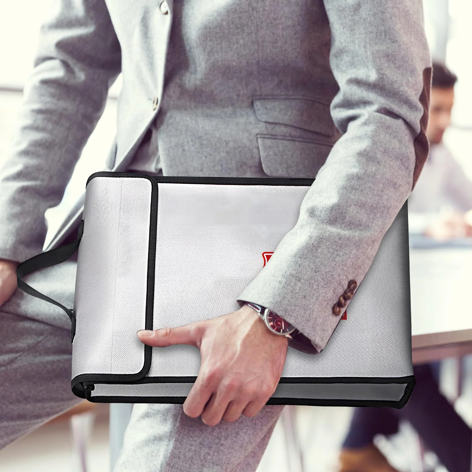 Borsa per Documenti Ignifuga, Borsa Ignifuga di Sicurezza 38x32x8cm, Sacchetti Ignifughi per Documenti e Denaro 1200℃, Porta Documenti Impermeabile per Documenti, Denaro