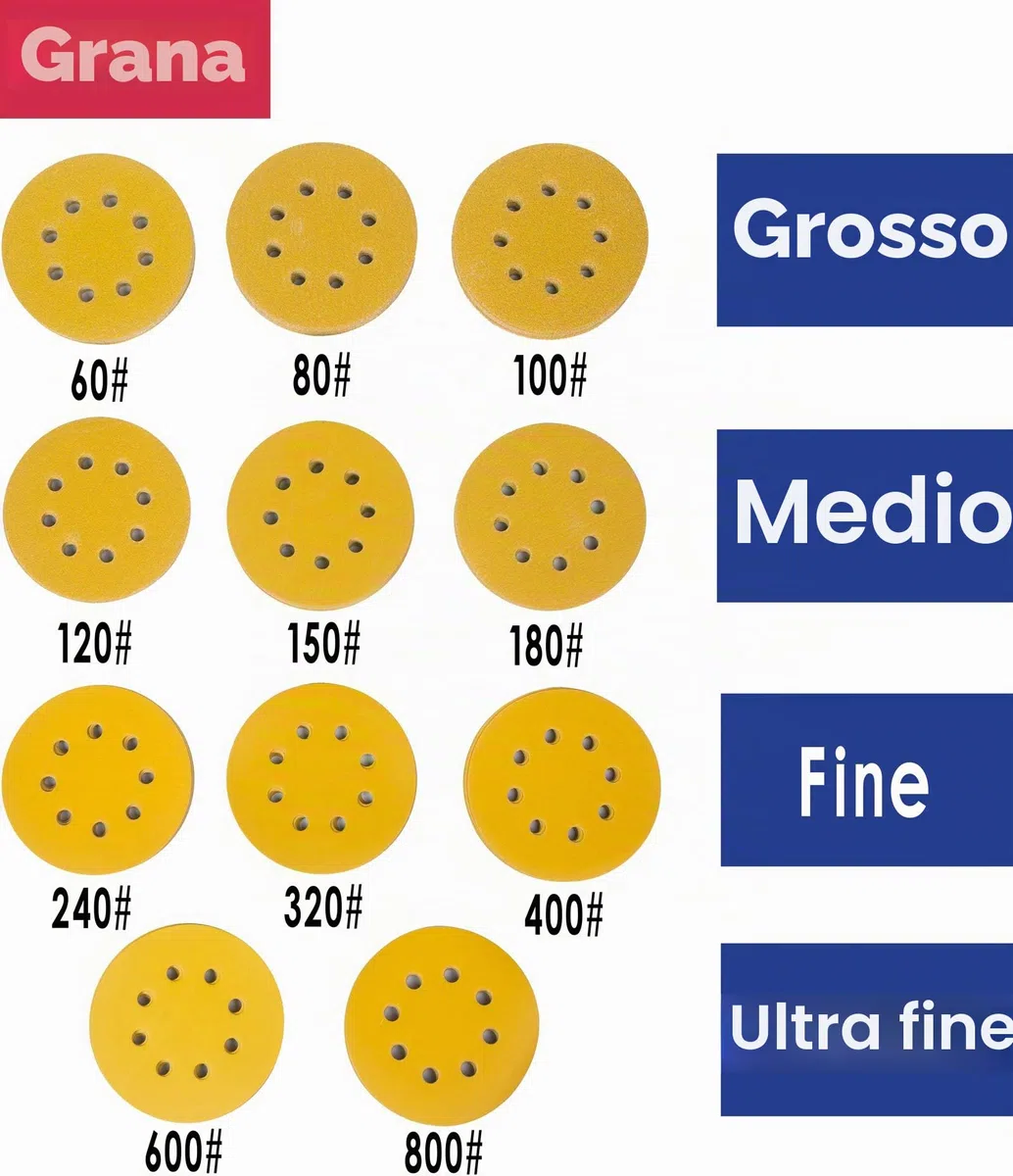 STEBRUAM 110 pezzi dischi abrasivi, 125mm, 10 x 60/80/100/120/150/180/240/320/400/600/800 Graniglie, con 8 Fori per Levigatrici Orbitali
