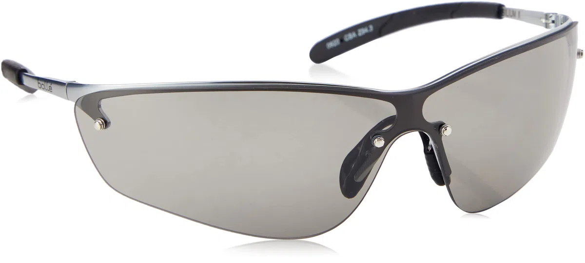Bolle SILPSF Glasses Metal Frame with Tipgrip PC Anti-Scratch and Fog Lens, Smoke