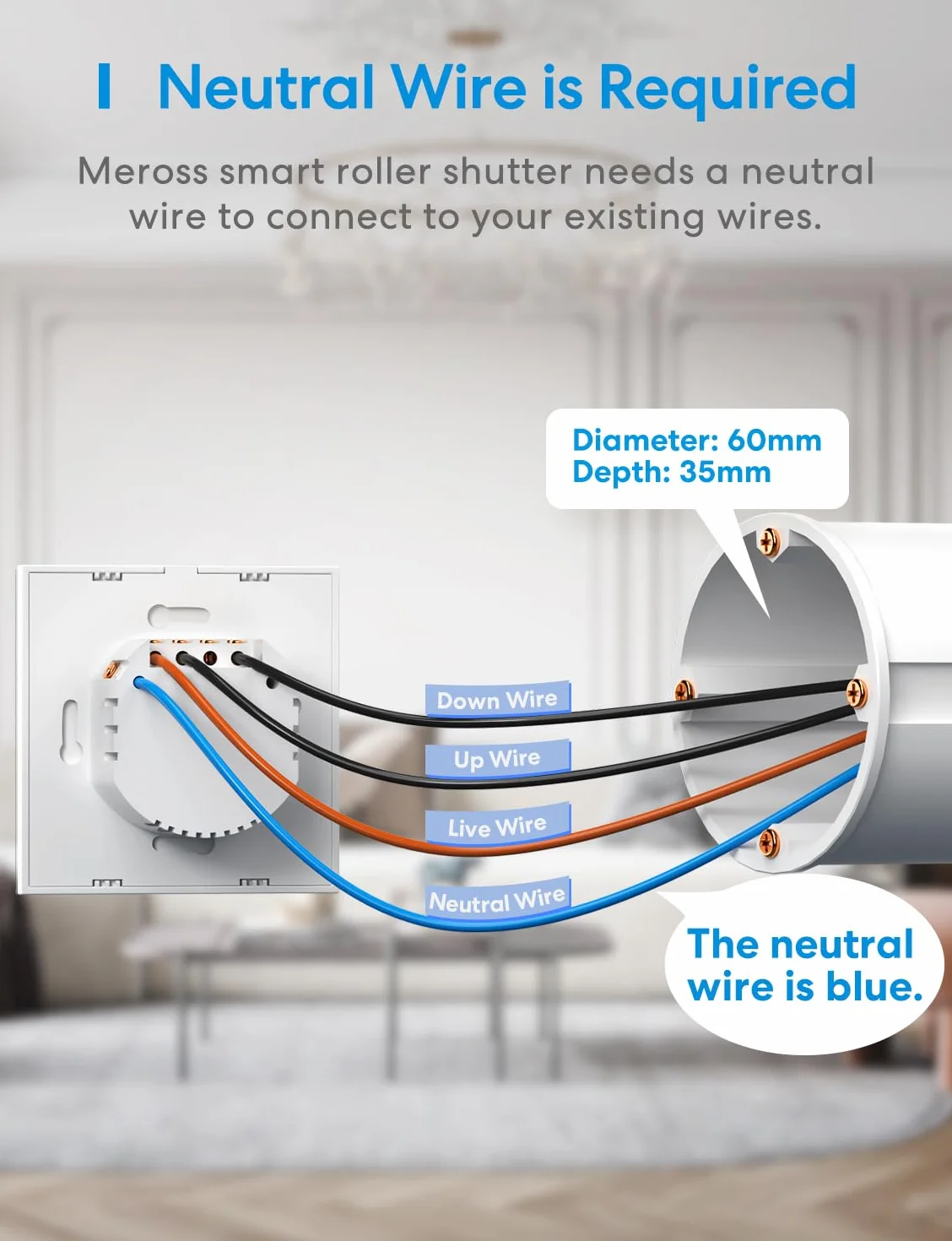 Meross Interruttore Tapparelle Avvolgibile WiFi, Interruttore WiFi per Tenda, Compatibile con Apple HomeKit Siri, Amazon Alexa, Google Assistant e SmartThings, Funzione Timer, 2.4GHz 2022 New Versione