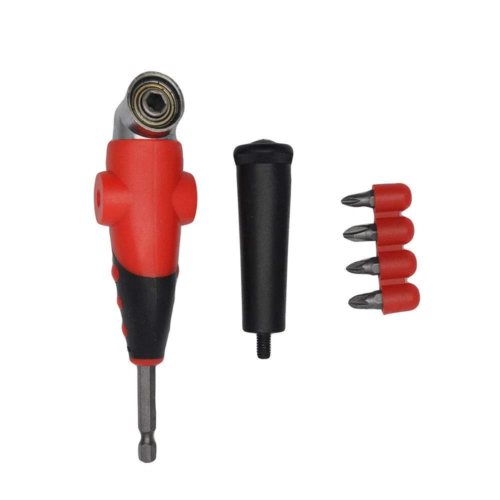 Set di accessori per trapano ad angolo retto, 105 gradi, attacco esagonale da 0,6 cm