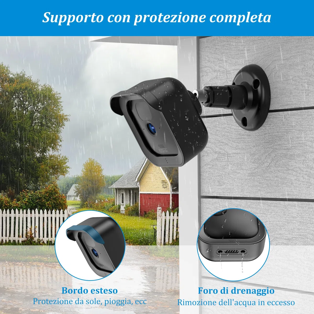 PlusAcc Supporto per Blink Camera Outdoor - Supporto a Parete Regolabile con Custodia per Blink Videocamera Outdoor 4 e outdoor 2k+ e Camera di Sicurezza Blink Indoor (3 pezzi)