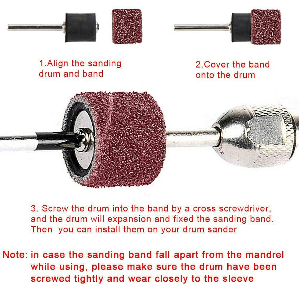 Vogueing - Kit per levigatura a tamburo, 384 pezzi, grande nastro abrasivo per accessori Dremel