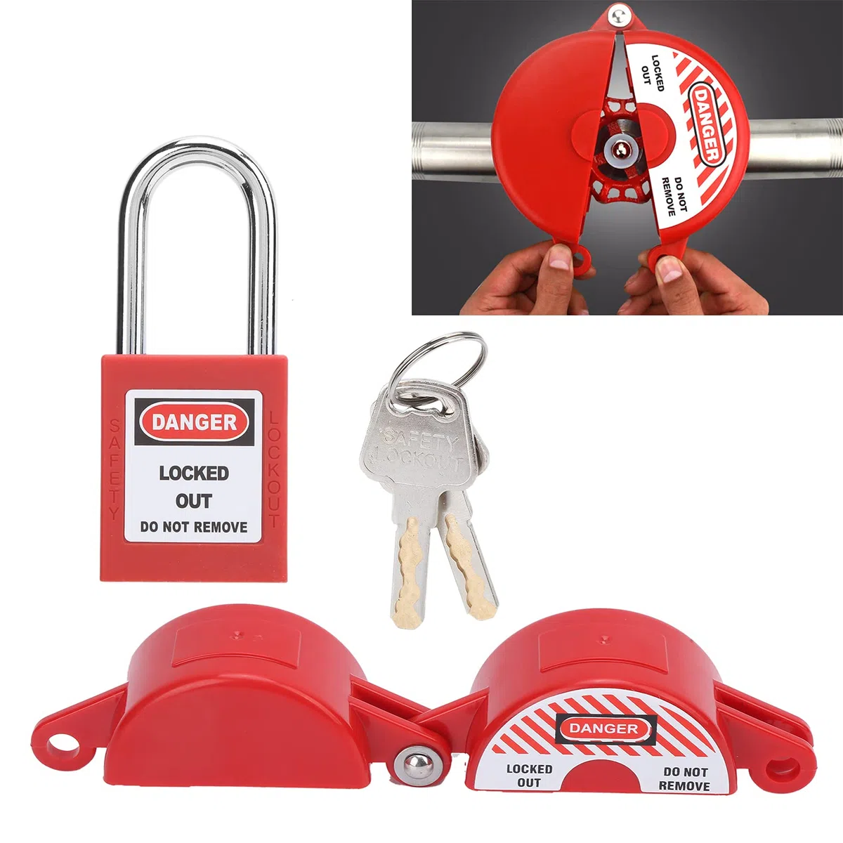Lucchetto di Sicurezza per Blocco Valvole, Adatto per Gas e Acqua - Dispositivo di Sicurezza per Riscaldamento e Manutenzione
