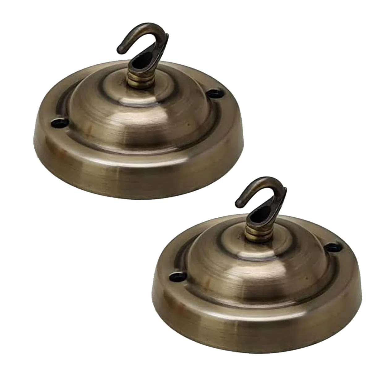 LEDSone Placca con gancio per rosone da soffitto, vintage, in ottone verde metallo, 10,5 cm, confezione da 2 pezzi, antico singolo attacco laterale esterno con accessori per lampadari, lampade a