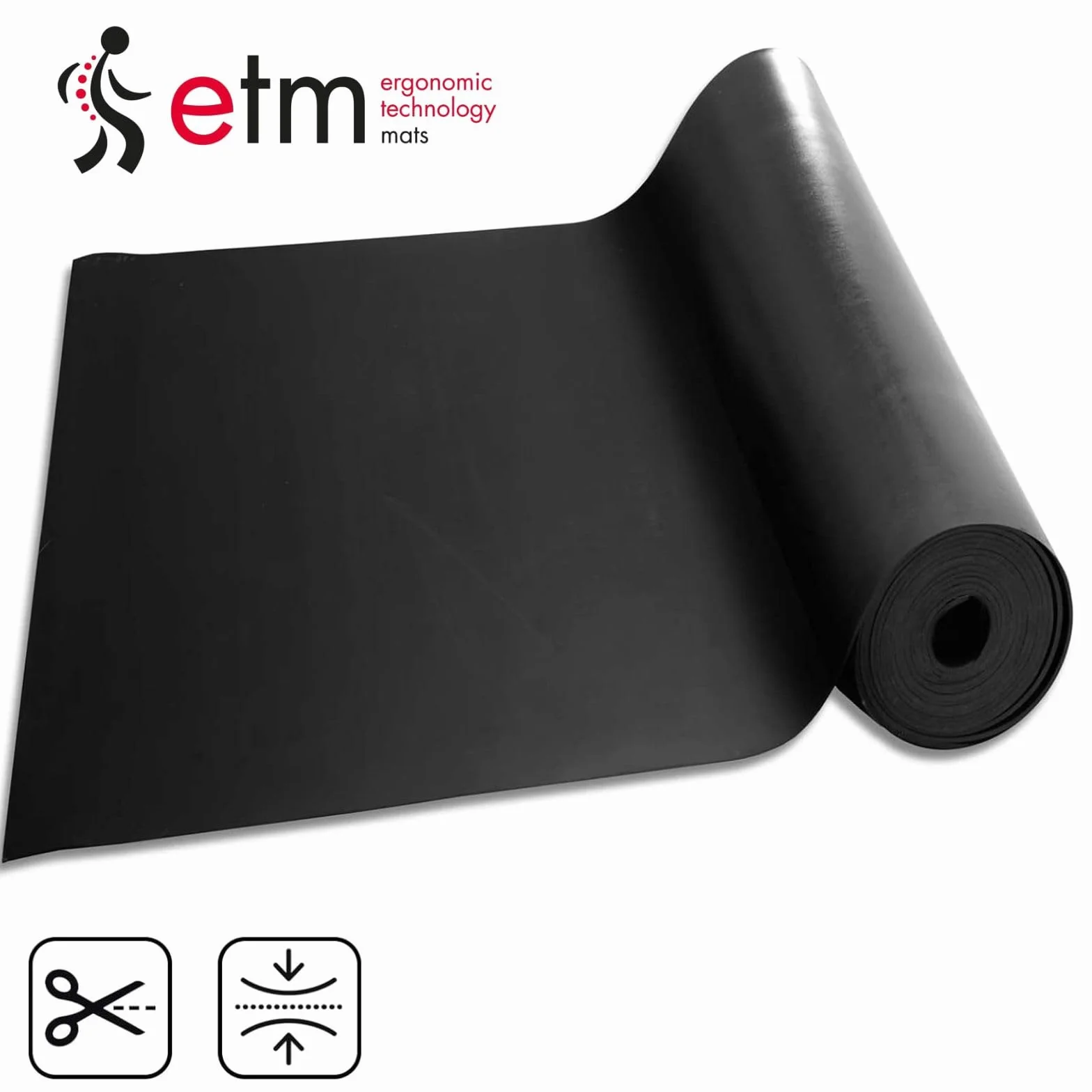 ETM SBR Tappetino in Gomma 120 x 100 cm. 10 mm - Venduto al Metro - Nero & Liscio - Rivestimento Protettivo per Pavimenti, Antiscivolo in Gomma - Rivestimento per Pavimenti in Gomma