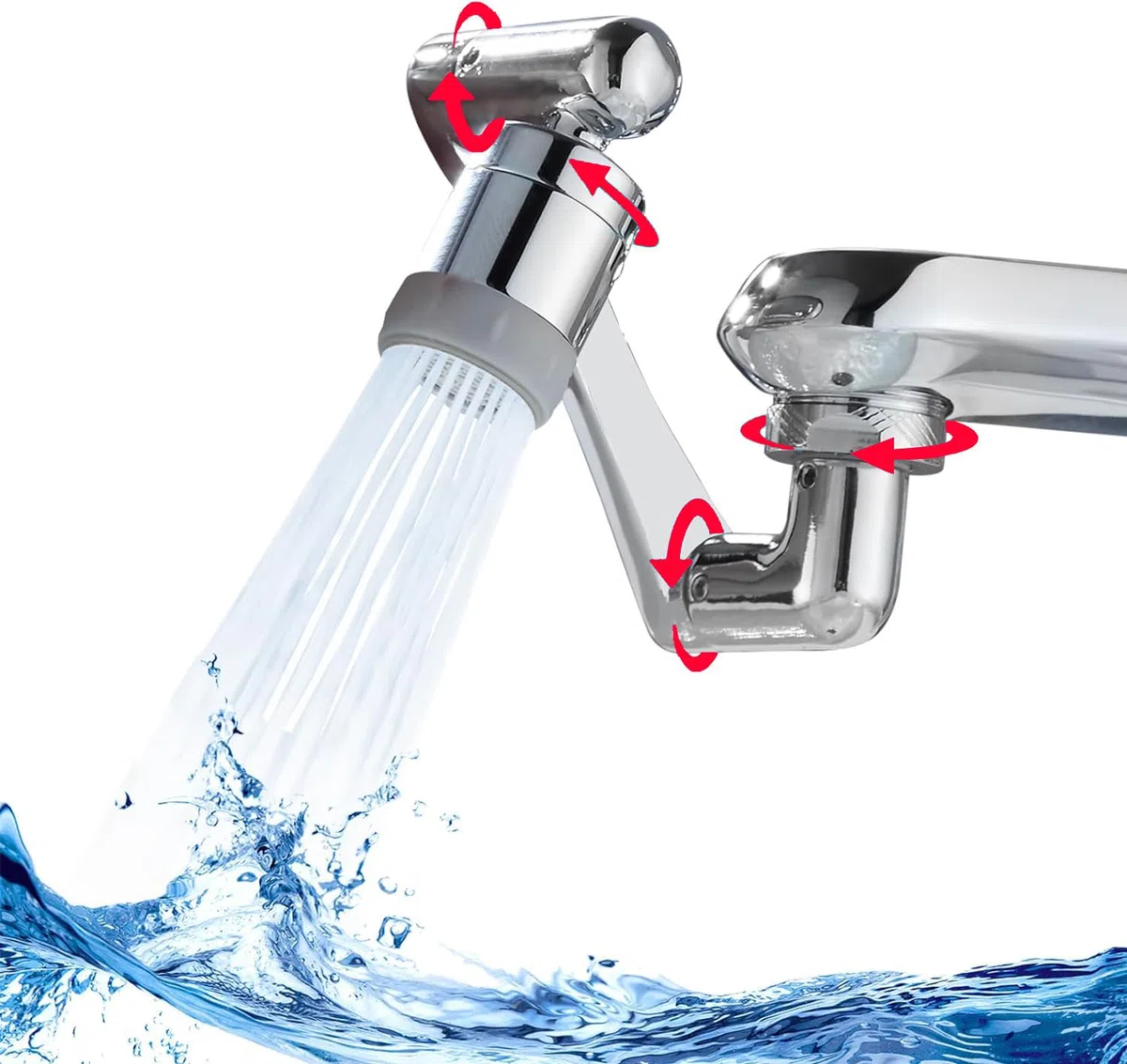 Rubinetto Rotante 1080 Gradi - Estensione Snodabile per Lavandino da Cucina e Bagno - Antispruzzo Rotante 1440° in Ottone - Aeratore Bagno 2 Modalità Acqua