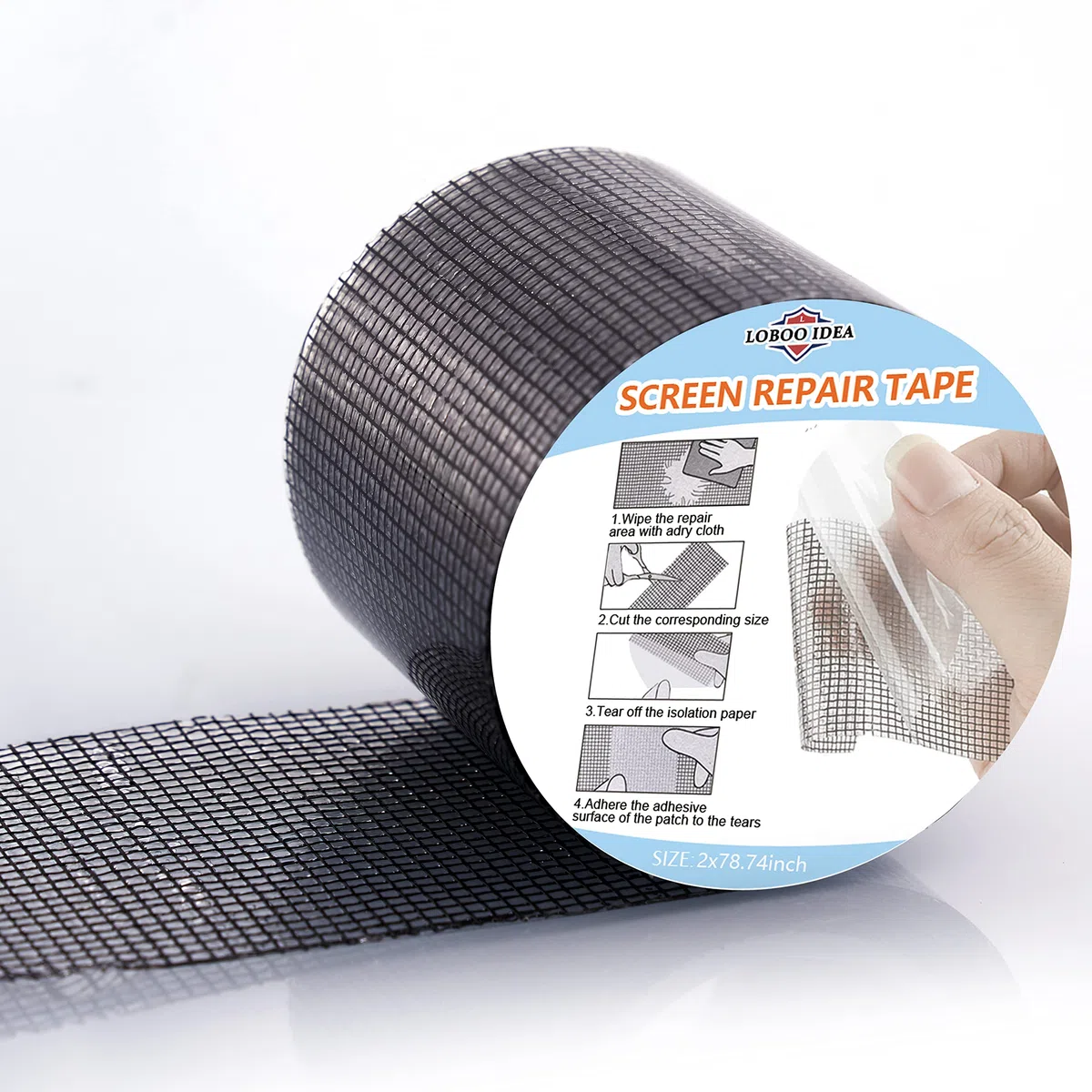 Loboo Idea - Kit di riparazione schermo 5,1 x 274,3 cm Adesivo resistente a 3 strati, impermeabile, ideale per coprire fori e strappi istantaneamente