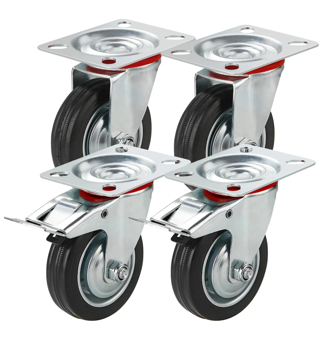 Wheels - 4 ruote per il trasporto, portata 400 kg, ruote girevoli con freno, ruote per carichi pesanti da 75 mm, ruote con freni, ruote per mobili pesanti (4 ruote girevoli con diametro di 7,5 cm)