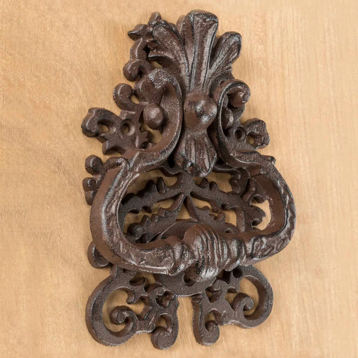 Homescapes antico stile decorativo porta o porta battente marrone in ghisa con ornato Swirl design
