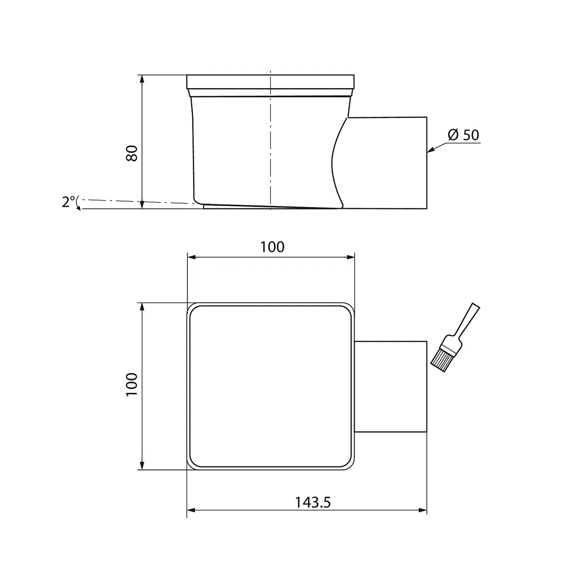 Wirquin 30720725 Sifone da pavimento in muratura 10x10 mm con griglia a rulli, grigio