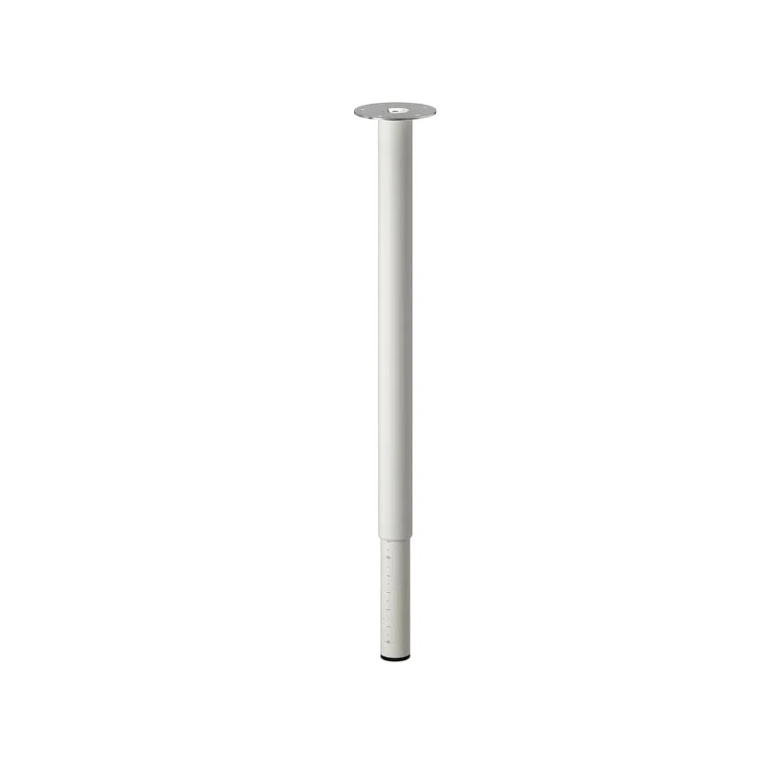 Gamba da tavolo in acciaio IKEA “OLOV” - Colore verniciato - Regolabile tra 60 e 90 cm - Tappo protettivo per pavimenti - Include viti per superficie del tavolo (Bianco)