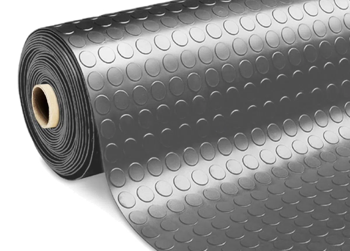 BIANCHERIAWEB Tappeto Rivestimento Pavimento Gommato PVC con Bolle Grigio Scuro Bollato 100x200 Floor Grigio Scuro