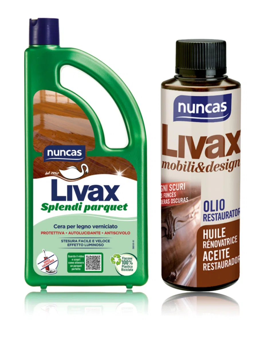 Nuncas Livax Splendi Parquet Cera Protettiva per Pavimenti in Legno - 1L & Livax Mobili&Design Olio Restauratore Legni Scuri - 120ml