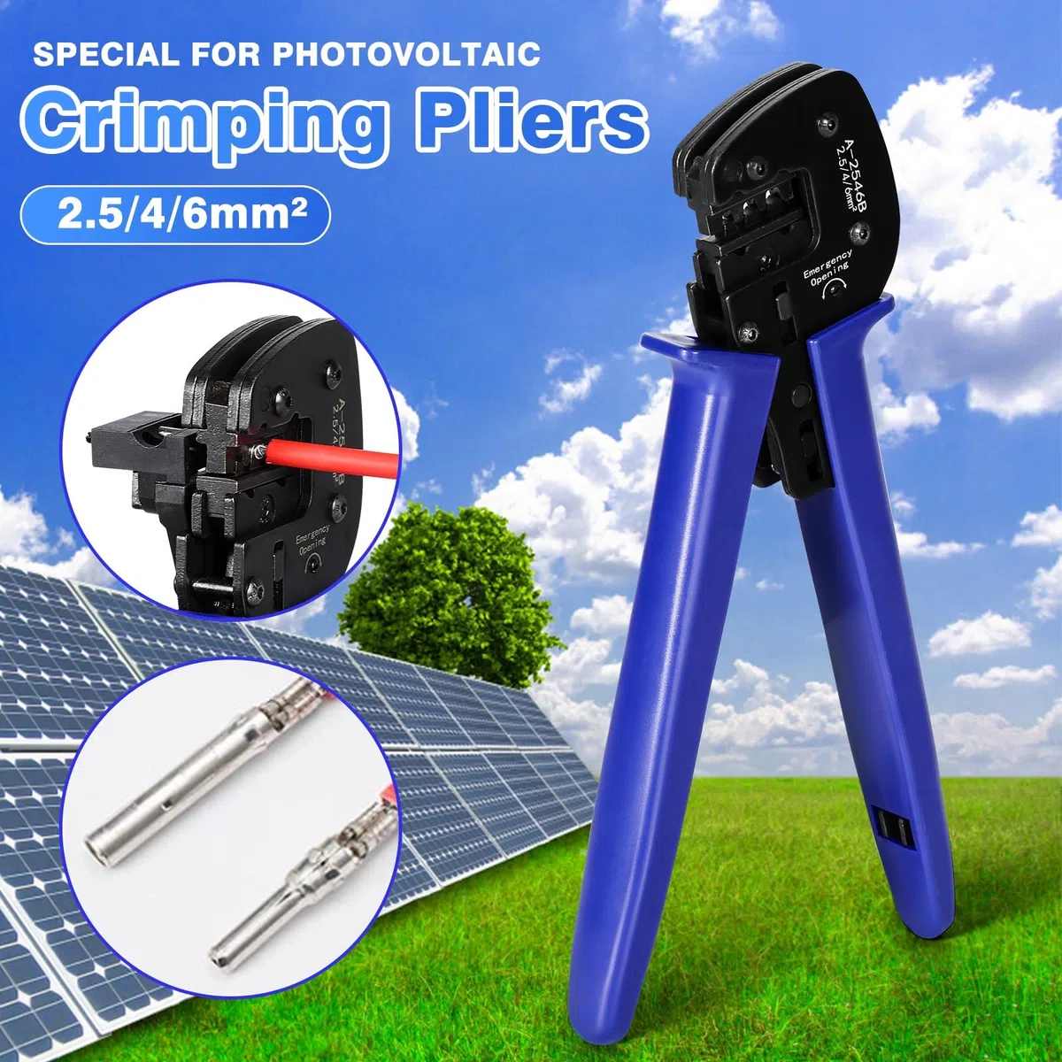 Jadeshay Pinza Crimpatrice,Pinze Crimpatrici Solari 2.5-6 mm² Cavo PV Attrezzo Crimpare Connettori Strumenti di Piegatura,per Cavi Fotovoltaici del Pannello Solare