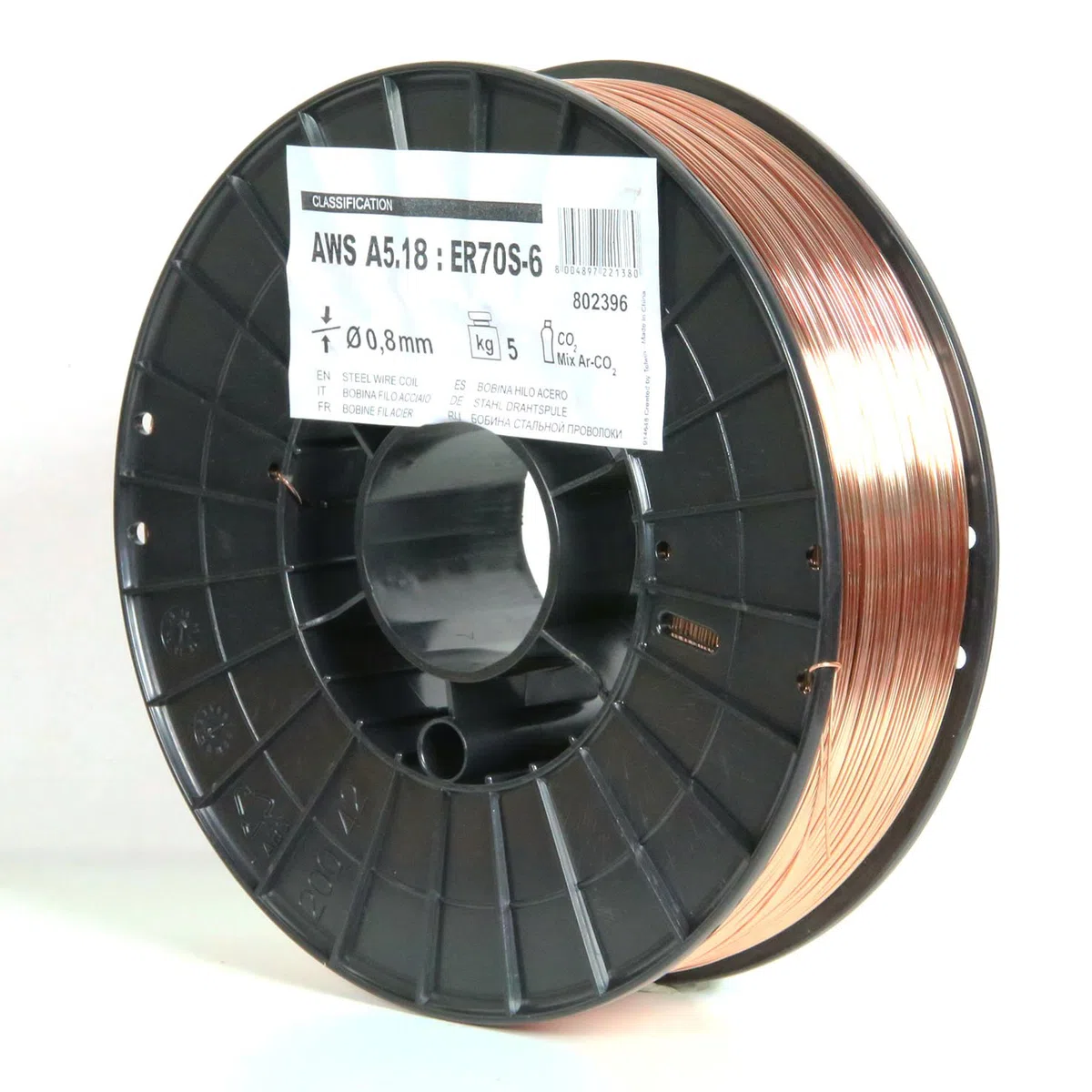 Telwin 802396 Bobina Filo Acciaio D. 0.8 mm 5 kg per Saldatura, 0.1 V, Marrone, 0.8 mm - 5 kg