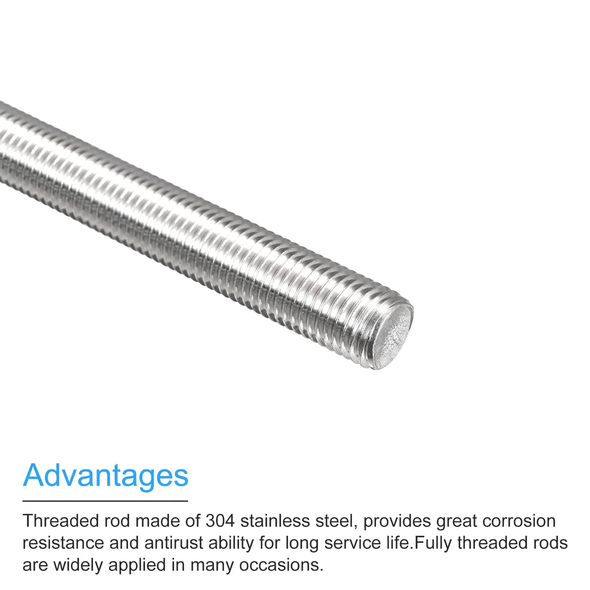 sourcing map Asta completamente filettata M16 x 350 mm, passo filettatura 2 mm, in acciaio inox 304, filettatura destra