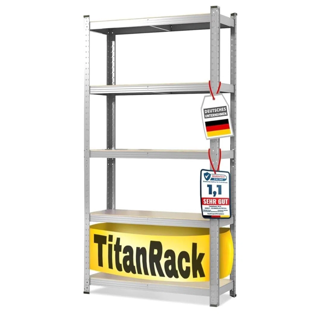 KARAT Scaffalatura per carichi pesanti, 30 x 75 x 150 cm, scaffalatura cantina, scaffalatura in metallo – 5 ripiani regolabili (zincati)