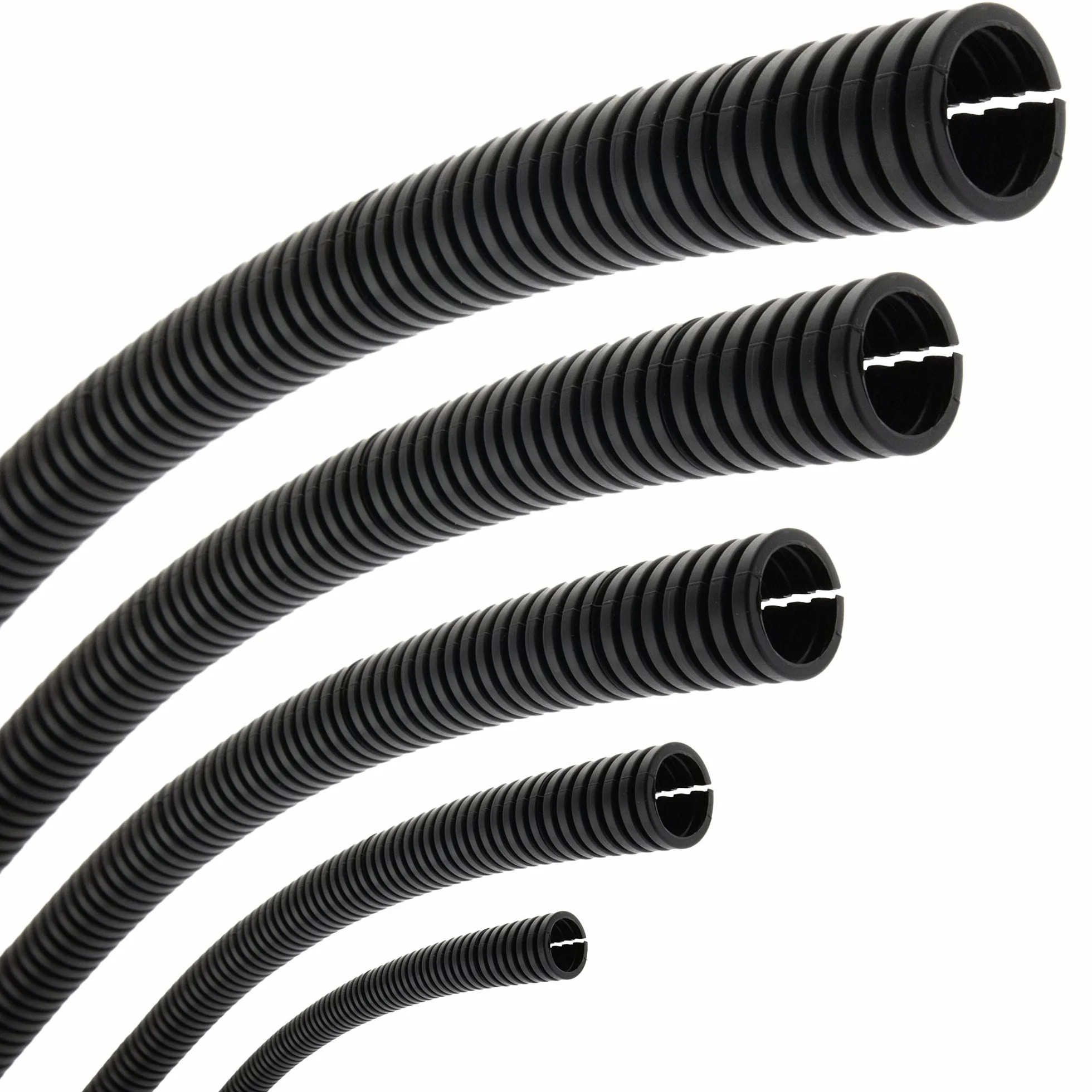 Seki Tubo corrugato flessibile interno 7,0 mm 5 metri con fessura aperta protezione per martore tubo vuoto protezione cavo cavo – nero