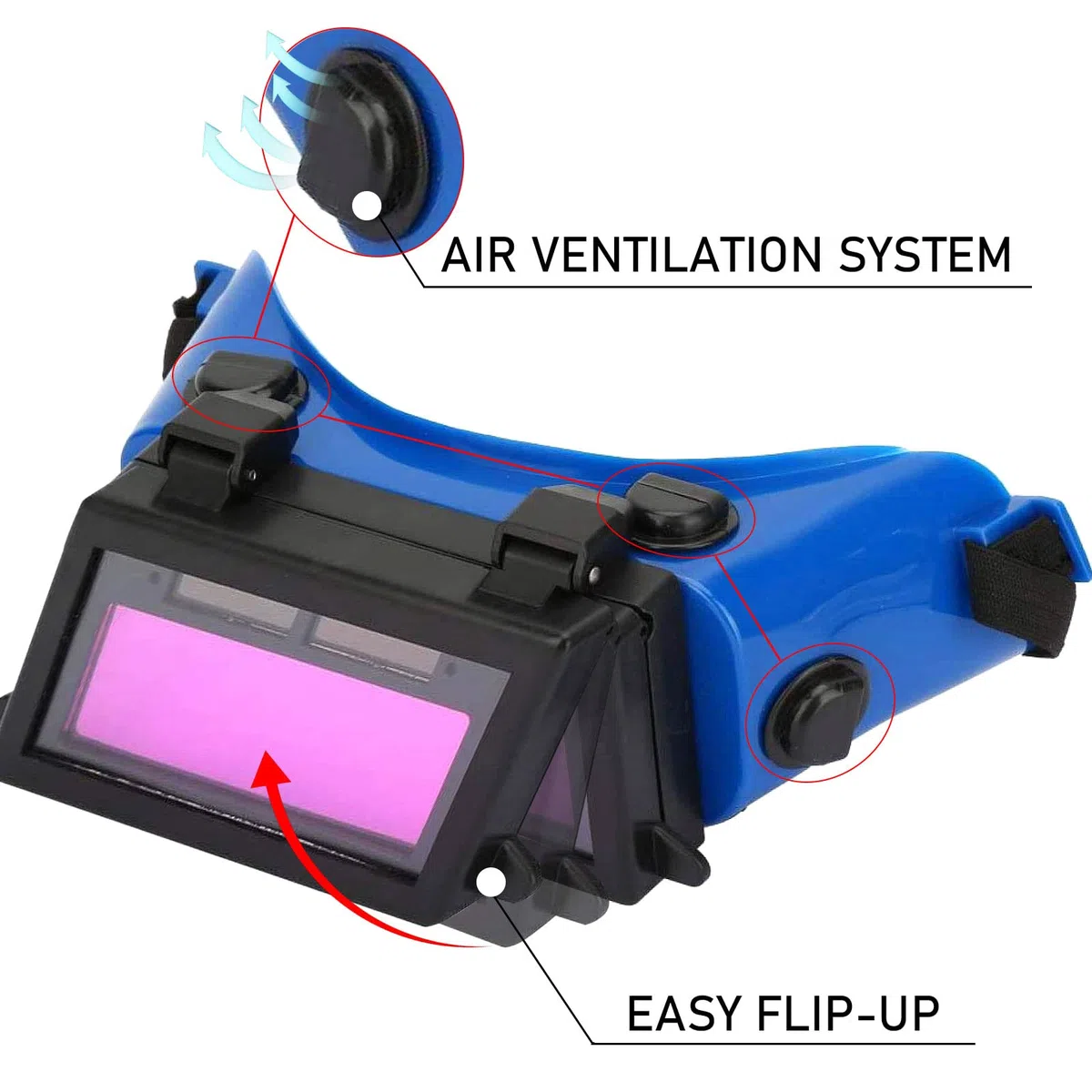 Occhiali Saldatura Auto-oscuranti, saldatore per maschera gli occhi oscuranti automatici per solari Occhialis Saldaturas per cantiere, Occhiali per Saldatura(Blu)